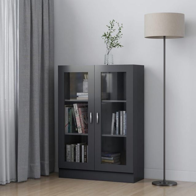 Vitriinikaappi harmaa 82,5x30,5x115 cm lastulevy_1