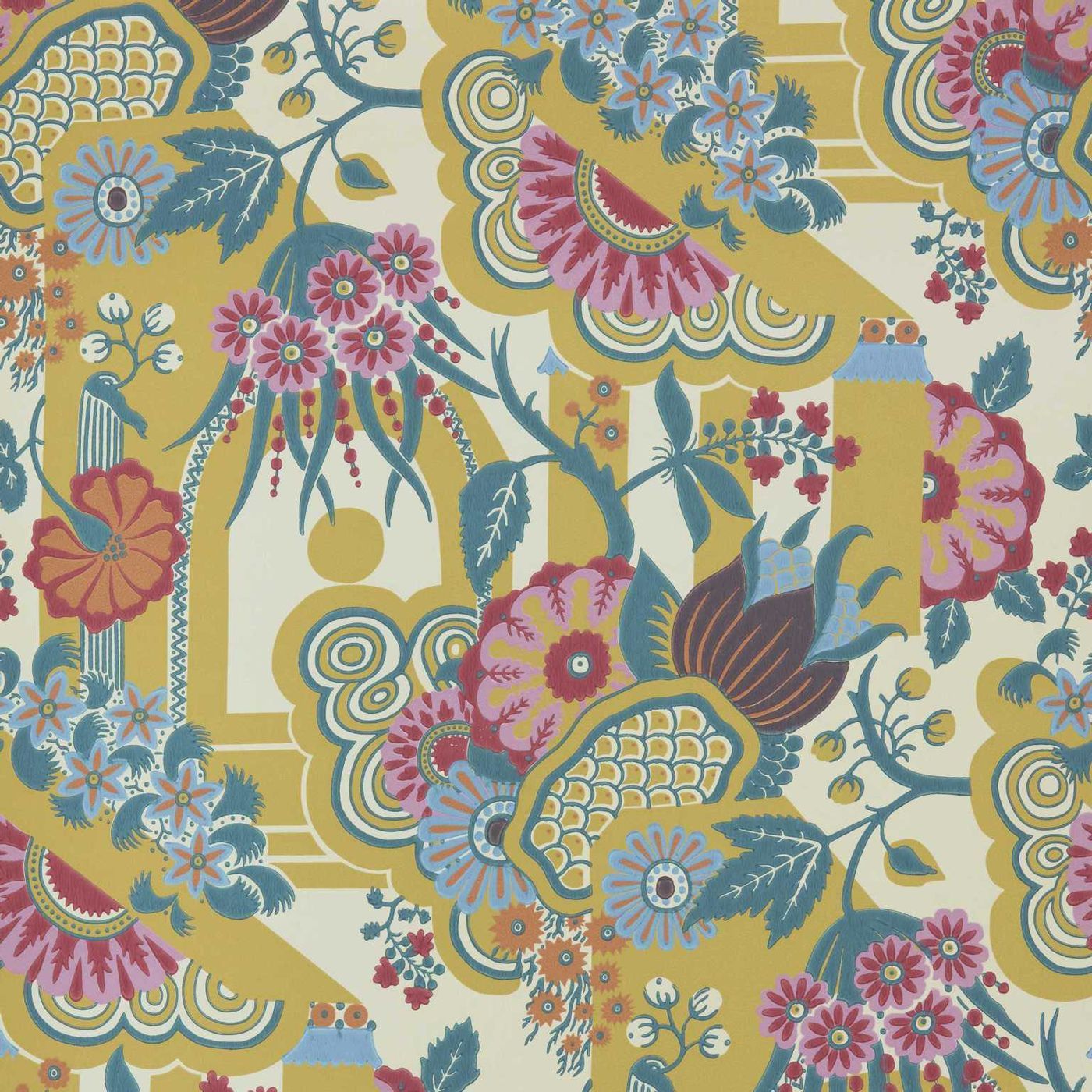 Tapetti 1838 Wallcoverings Pineapple Garden, 0.52x10.05m, non-woven, keltainen