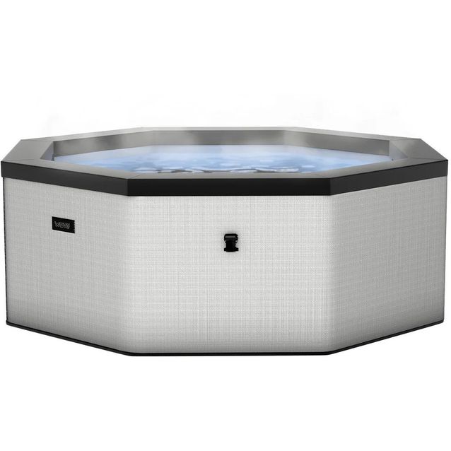 Ulkoporeallas Wave Spa Como, 6 hlöä, 90 suutinta, Wifi, kahdeksankulmainen, koottava, harmaa