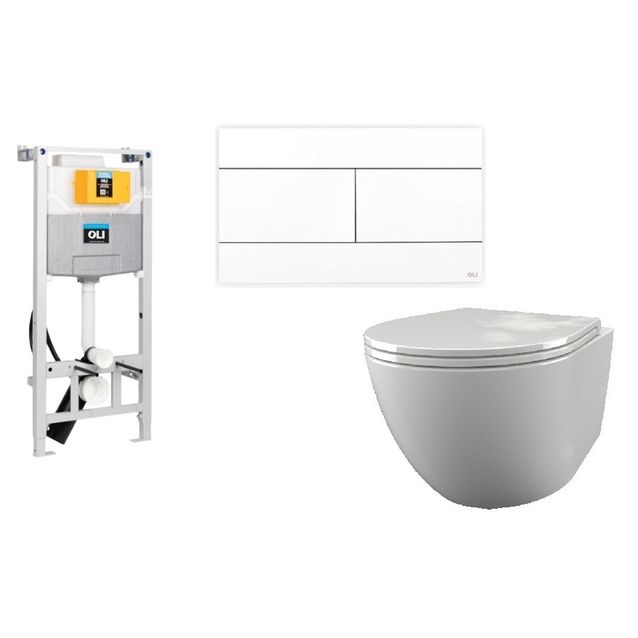 Seinä-WC-paketti OLI 120 Nordic Bull 500, soft close, huuhtelukaulukseton