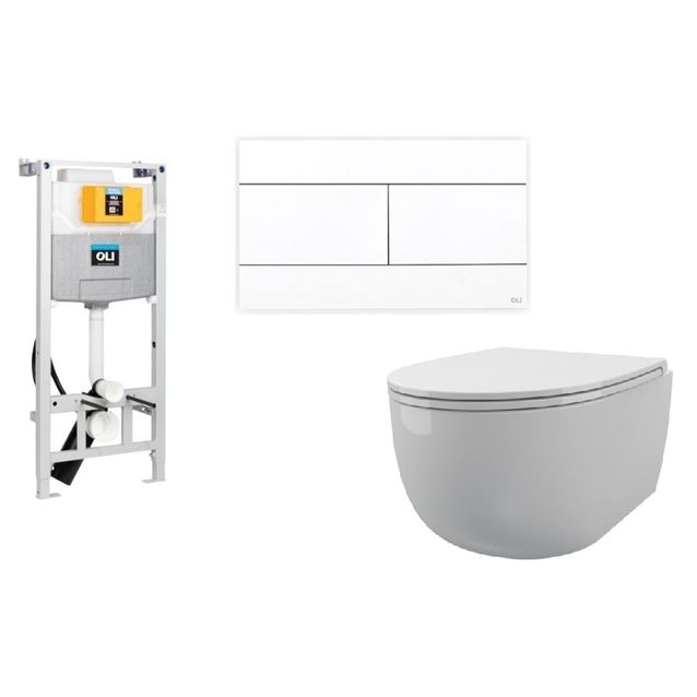 Seinä-WC-paketti OLI 120 Nordic Bull 530, soft close, huuhtelukaulukseton