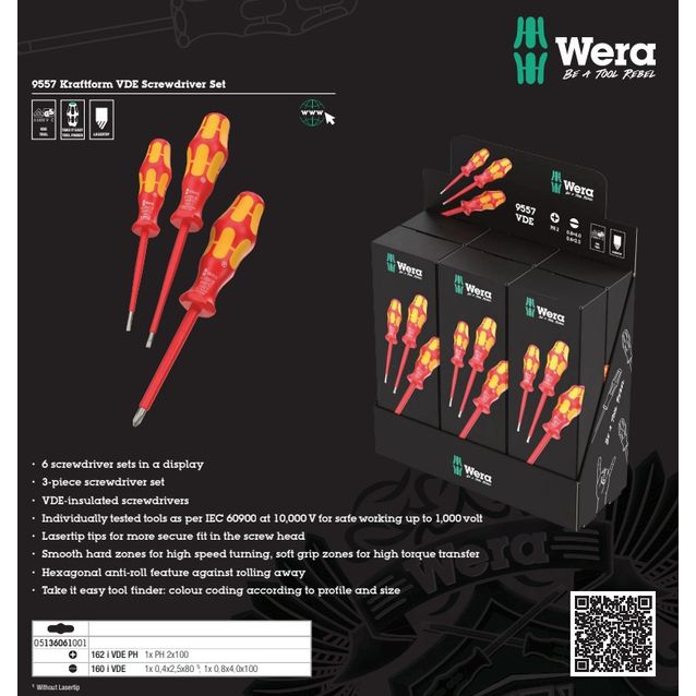 Ruuvimeisselisarja Wera Kraftform 9557, 3 kpl