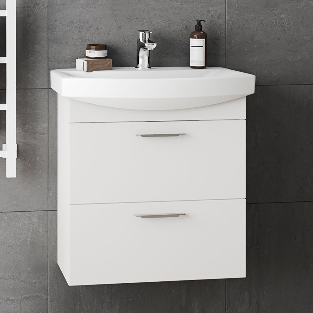 Allaskaappi Westerbergs Lycka 600 mm laatikoilla valkoinen