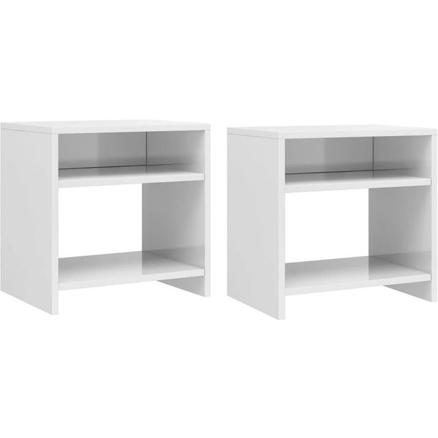 Yöpöydät 2kpl korkeakiilto valkoinen 40x30x40 cm lastulevy_1