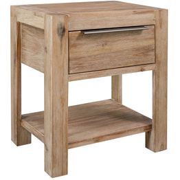 Yöpöytä laatikolla 40x30x48 cm täysi akaasiapuu