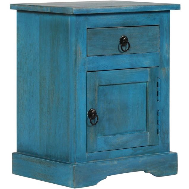 Yöpöytä täysi mangopuu 40x30x50 cm sininen_1