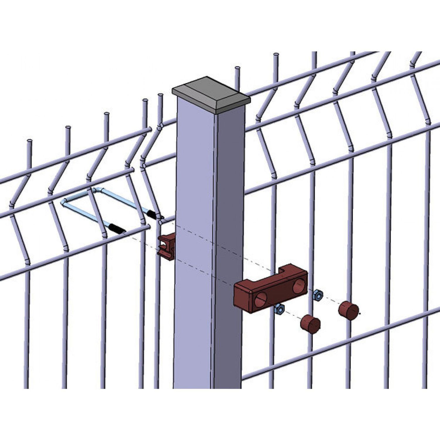 Aitaelementin metallikiinnike nelikulmaiselle 40x60 mm tolpalle lisäkuva