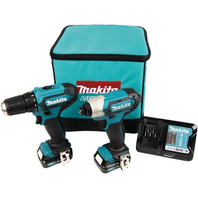 Akkukonesarja Makita CXT DF333D+TD110D 12V 2x2.0Ah akuilla