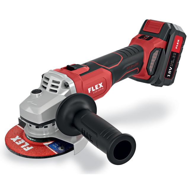 Akkukulmahiomakone Flex L 125 18.0-EC 2 akkua ja laturi