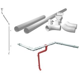 Sadevesijärjestelmä Ruukki puolipyöreä: alastulopaketti 1kpl, 3.5m, ø100mm