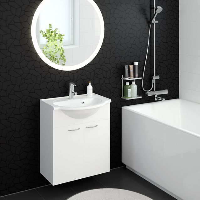 Allas ja allaskaappi Otsoson Marilyn 600 600x330/460 sileä ovi valkoinen