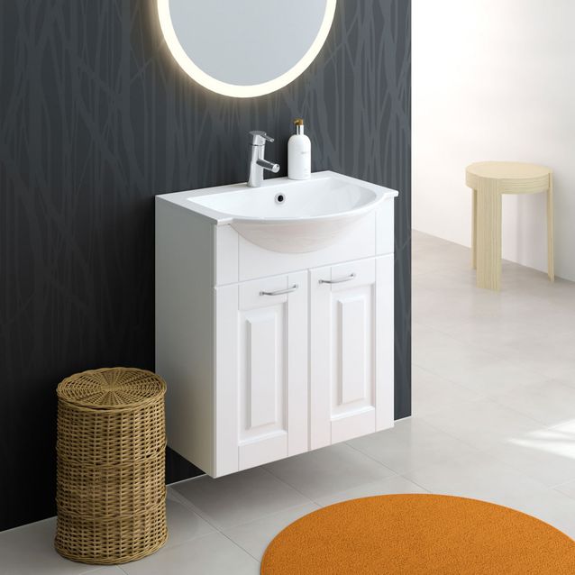 Allas ja allaskaappi Otsoson Susa 600 600x320/390 kehysovi valkoinen 