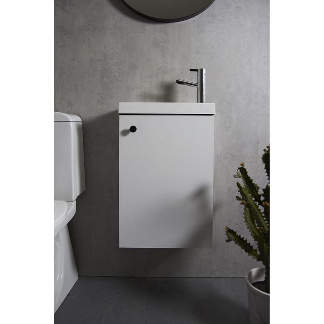 Allaskaappi ja pesuallas Otsoson Luja 400 Virta nuppivedin valkoinen