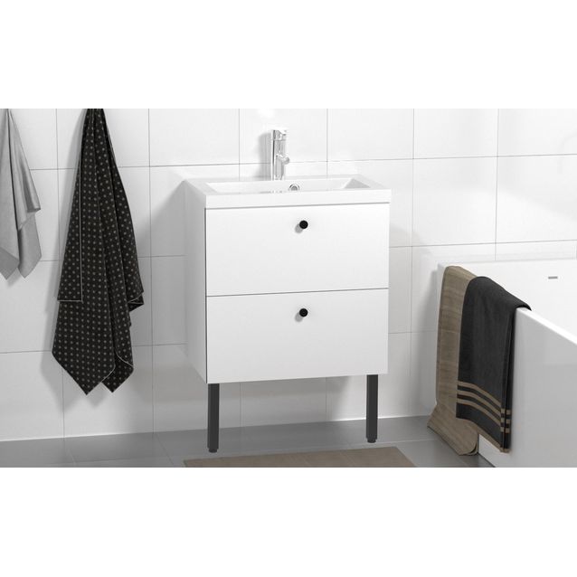 Allaskaappi ja pesuallas Otsoson Luja 600 Clever nuppivedin valkoinen