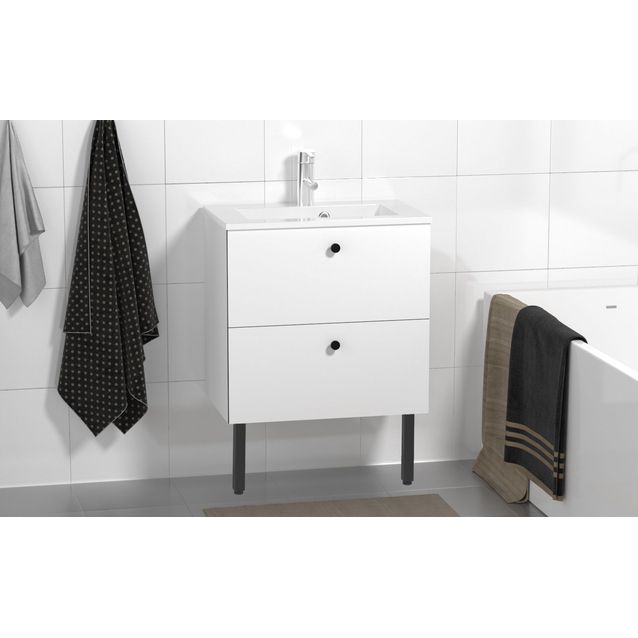 Allaskaappi ja pesuallas Otsoson Luja 600 Minimeri nuppivedin valkoinen