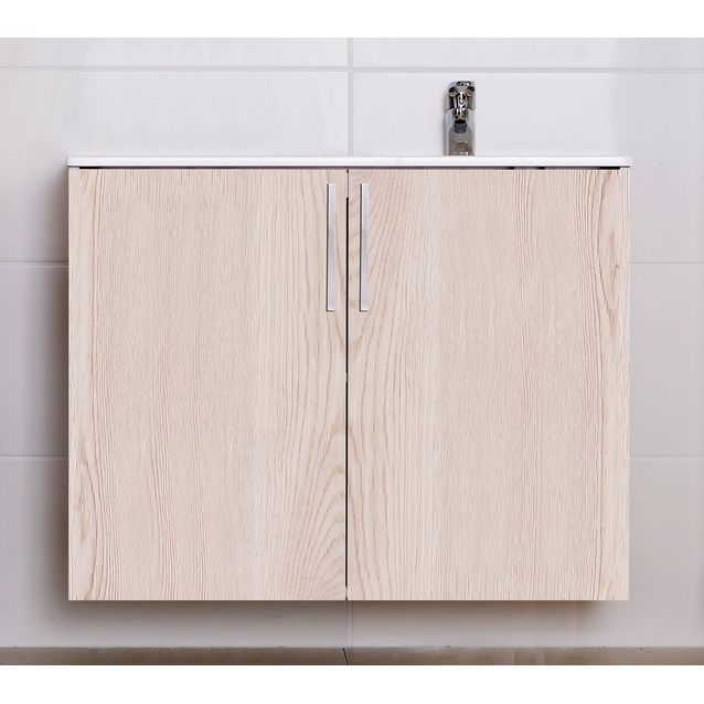 Allaskaappi pesualtaalla Finnmirror Classic 90 vaalea tammi oikea