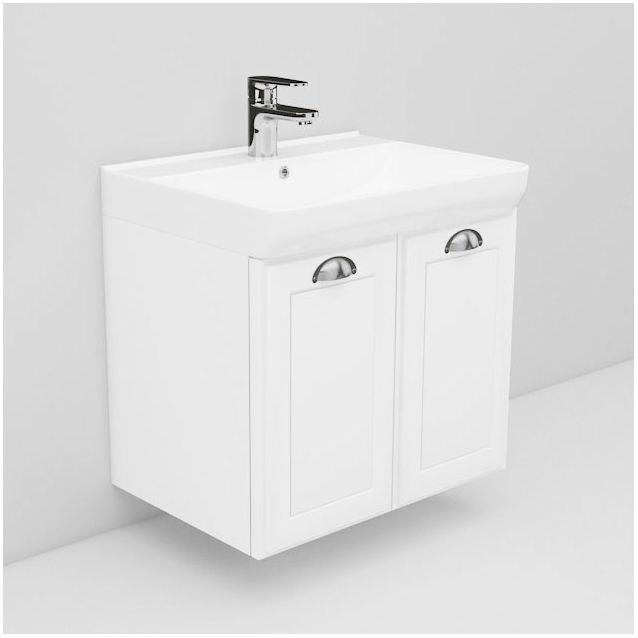 Allaskaappi ja tasoallas Noro Living 1.3 600mm kahdella ovella valkoinen hiottu raami