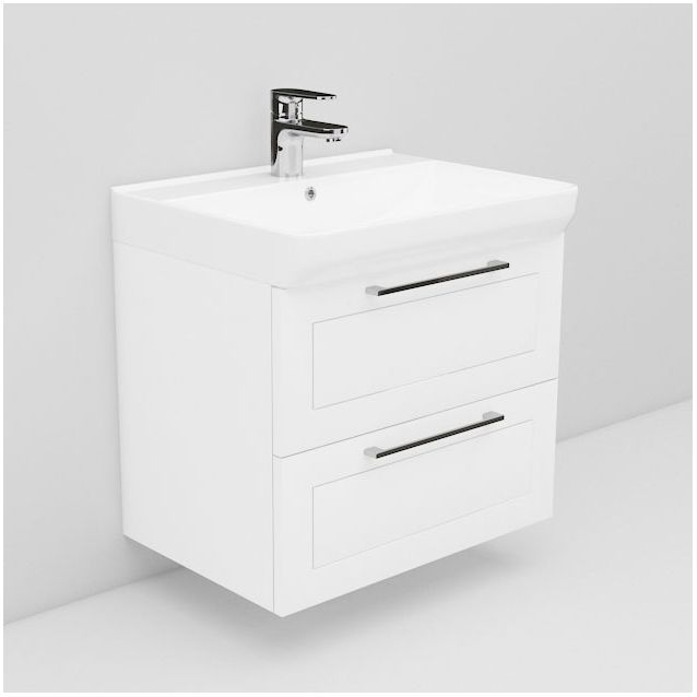 Allaskaappi ja tasoallas Noro Living 2.2 600mm kahdella laatikolla valkoinen raami