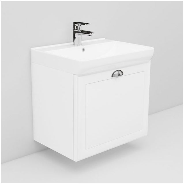 Allaskaappi ja tasoallas Noro Living 3.3 600mm yhdellä laatikolla valkoinen hiottu raami