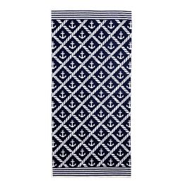 Ankkuripyyhe Sky 70x140 cm tummansininen/valkoinen