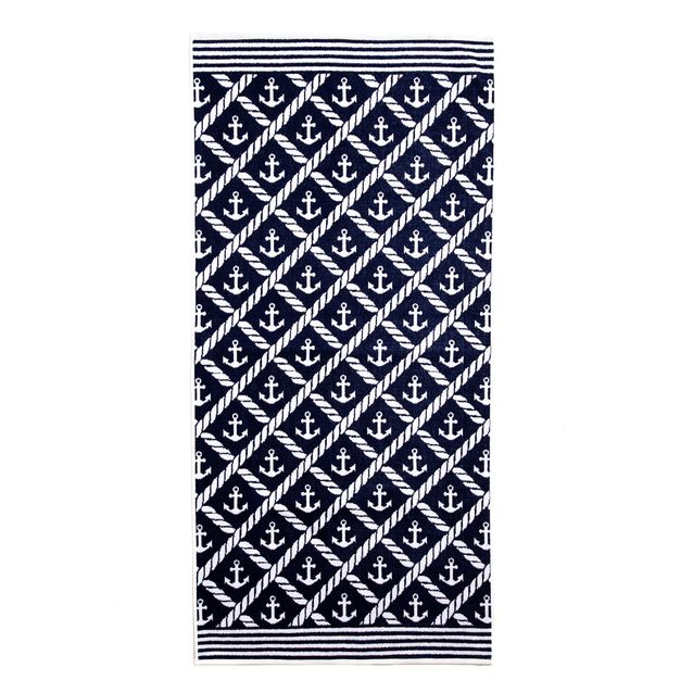 Ankkuripyyhe Sky 70x140 cm tummansininen/valkoinen