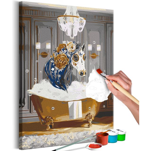 DIY kangas maalaus - Bathing Horse