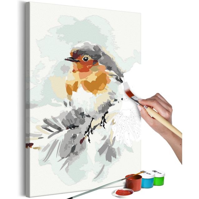 DIY kangas maalaus - Bird on the Christmas Tree
