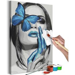 DIY-taulu Artgeist Blue Butterfly, 60x40cm, harmaa