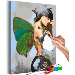 DIY-taulu Artgeist Butterfly Woman, 60x40cm, harmaa