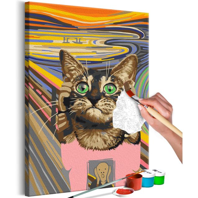 DIY kangas maalaus - Cat Panic