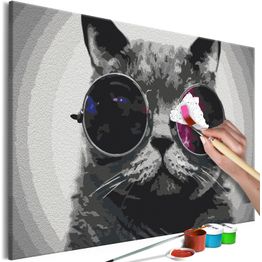 DIY-taulu Artgeist Cat With Glasses, 40x60cm, harmaa