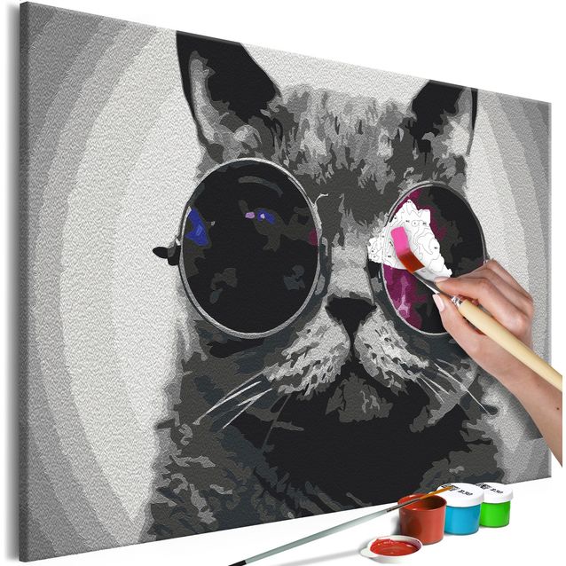 DIY kangas maalaus - Cat With Glasses