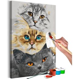 DIY-taulu Artgeist Cat's Trio, 60x40cm, harmaa