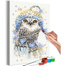 DIY-taulu Artgeist Cold Owl, 60x40cm, valkoinen