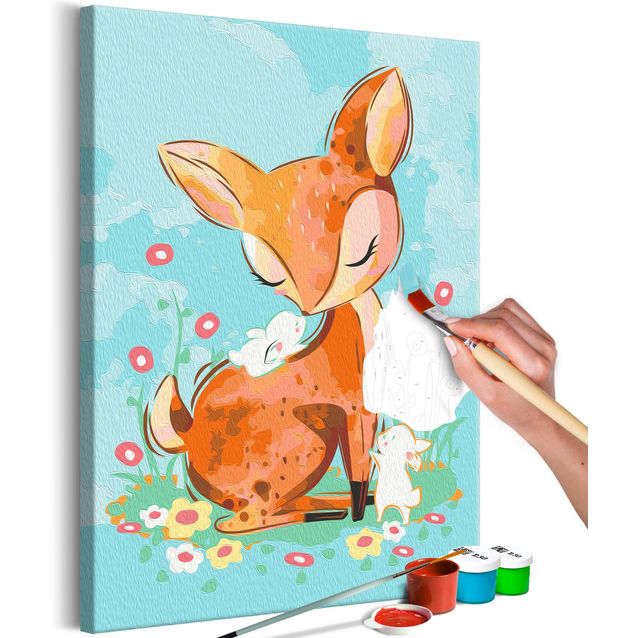 DIY kangas maalaus - Doe in the Meadow