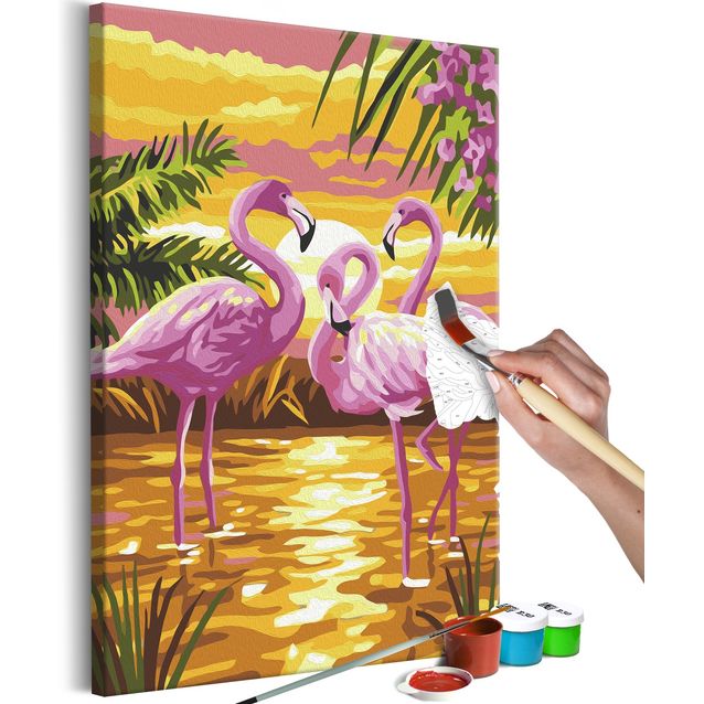 DIY kangas maalaus - Flamingo Family