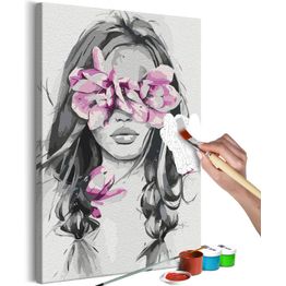 DIY-taulu Artgeist Flowers On Eyes, 60x40cm, harmaa