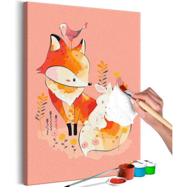DIY kangas maalaus - Fox and Rabbit