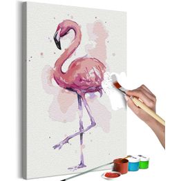 DIY-taulu Artgeist Friendly Flamingo, 60x40cm, valkoinen