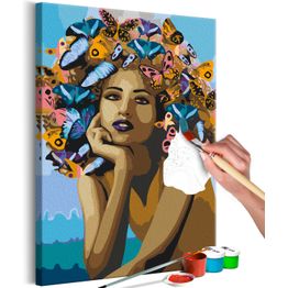 DIY-taulu Artgeist Girl and Butterflies, 60x40cm, vihreä