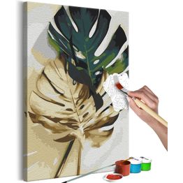 DIY-taulu Artgeist Golden Monstera, 60x40cm, valkoinen