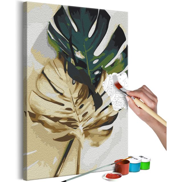 DIY kangas maalaus - Golden Monstera