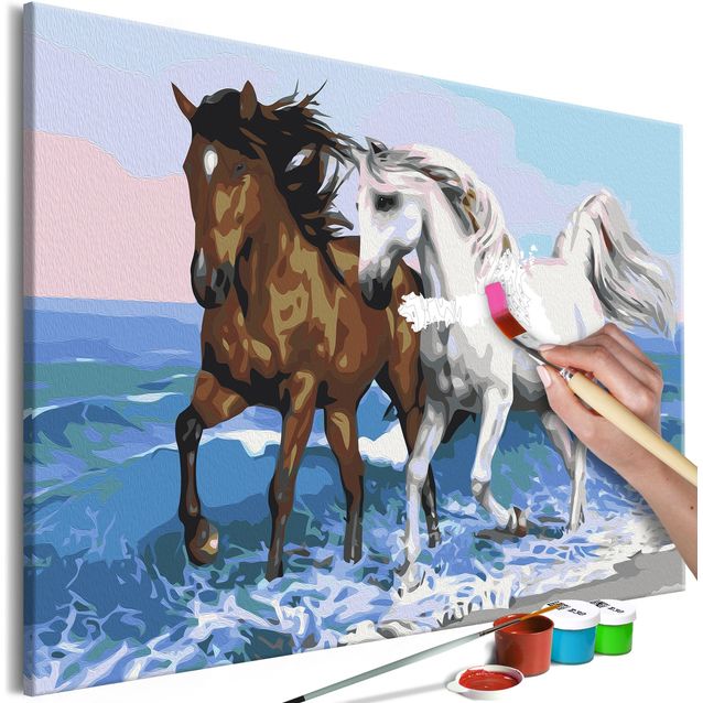 DIY kangas maalaus - Horses at the Seaside