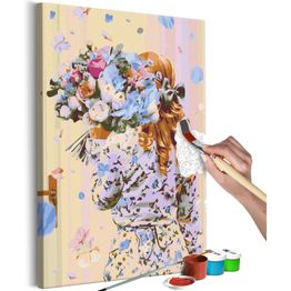 DIY-taulu Artgeist Hydrangea Girl, 60x40cm, harmaa