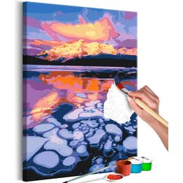 DIY-taulu Artgeist Lake Minnewanka, 60x40cm, violetti