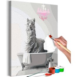 DIY-taulu Artgeist Lama in the Bathtub, 60x40cm, harmaa