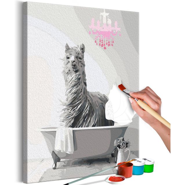 DIY kangas maalaus - Lama in the Bathtub