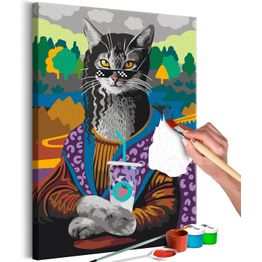 DIY-taulu Artgeist Mrs. Kitty Lisa, 60x40cm, harmaa