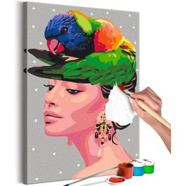 DIY-taulu Artgeist Parrot on the Head, 60x40cm, vaaleanpunainen