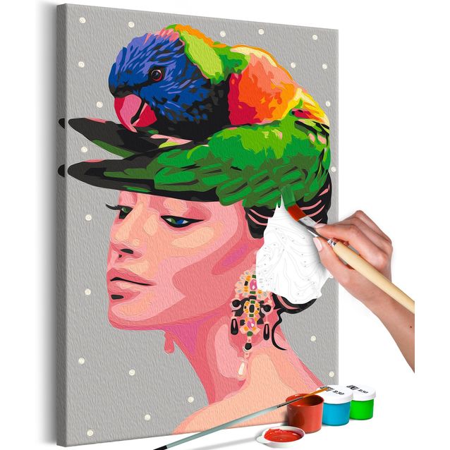 DIY kangas maalaus - Parrot on the Head